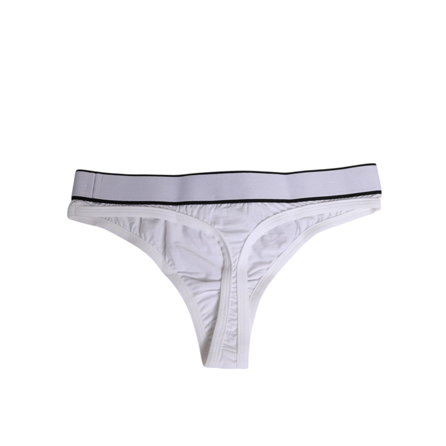 Dolce & Gabbana White Logo Waistband Modal Cotton Thong Underwear