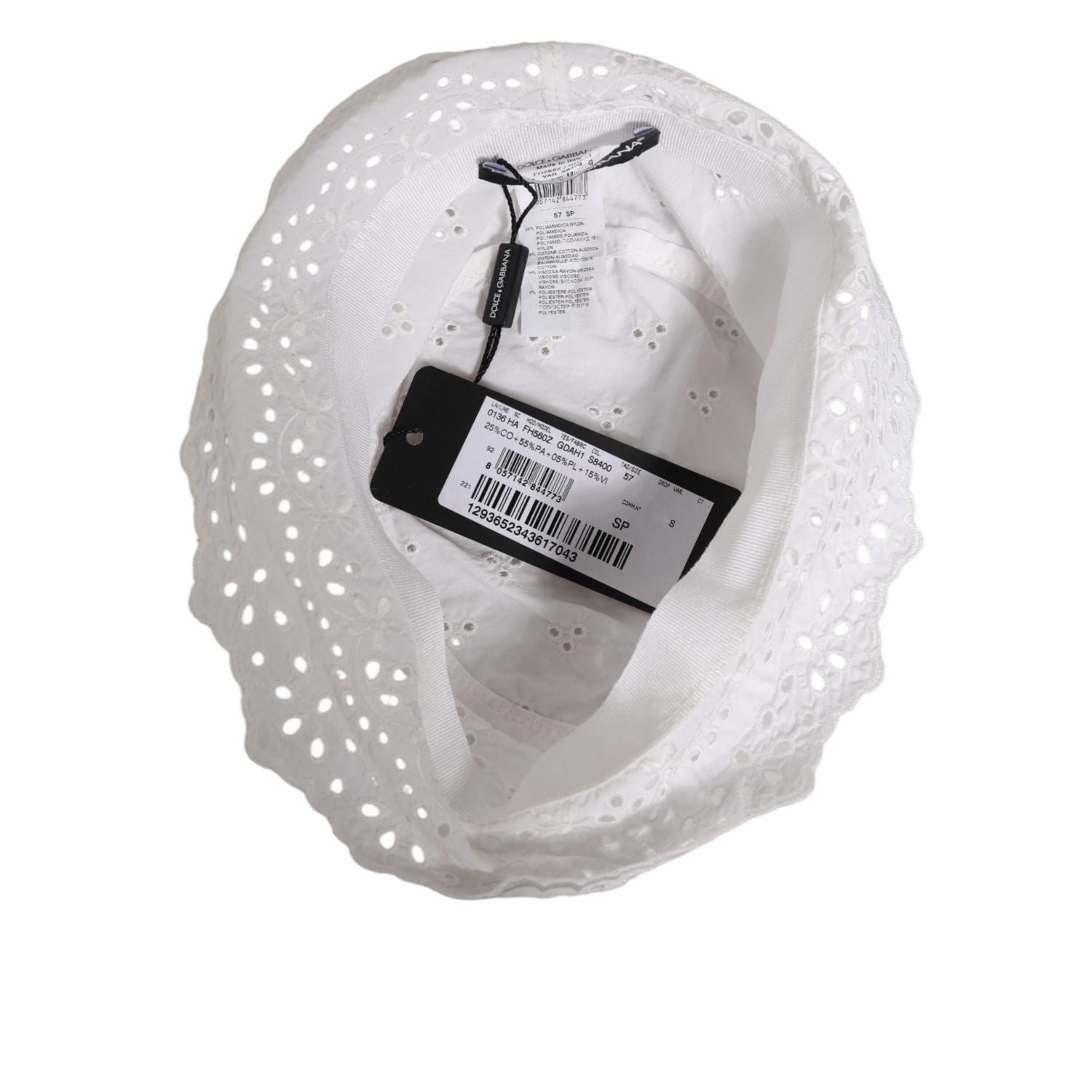 Dolce & Gabbana White Nylon Cut Out Bucket Logo Capello Hat