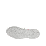 Bottom view of Dolce & Gabbana White Red Portofino Low Top Men Sneakers Shoes displaying logo and textured sole.