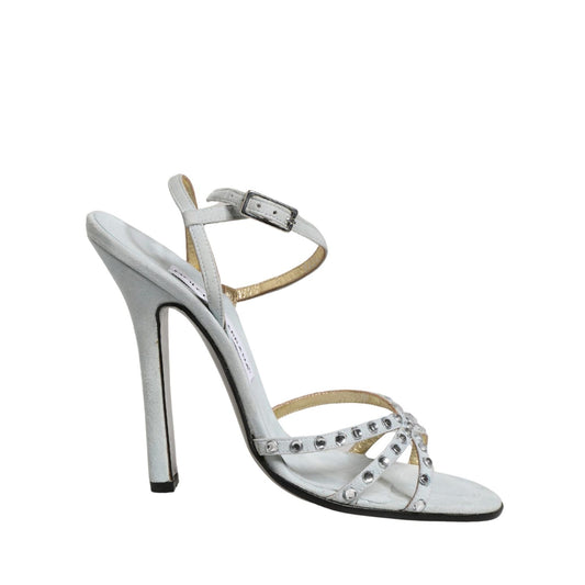 Dolce & Gabbana White Rhinestone High Heeled Sandals Shoes 1728,67345645728,Dolce & Gabbana,EU39/US8.5,Material: Leather,Preowned / Defect,Sandals - Shoes,Shoes,Stiletto Heels - Sandals - Shoes,Strap-Ons - Sandals - Shoes,White,Women