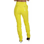Dolce & Gabbana Yellow High Waist Skinny Women Trouser Pants, regular fit, zipper closure, made in Italy, minor backside discoloration.