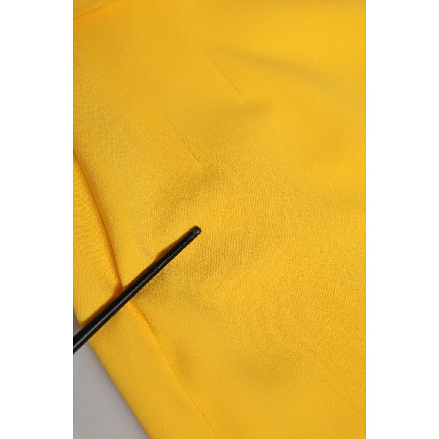 Close-up detail of Dolce & Gabbana Yellow One Shoulder Side Slit Sheath Dress fabric