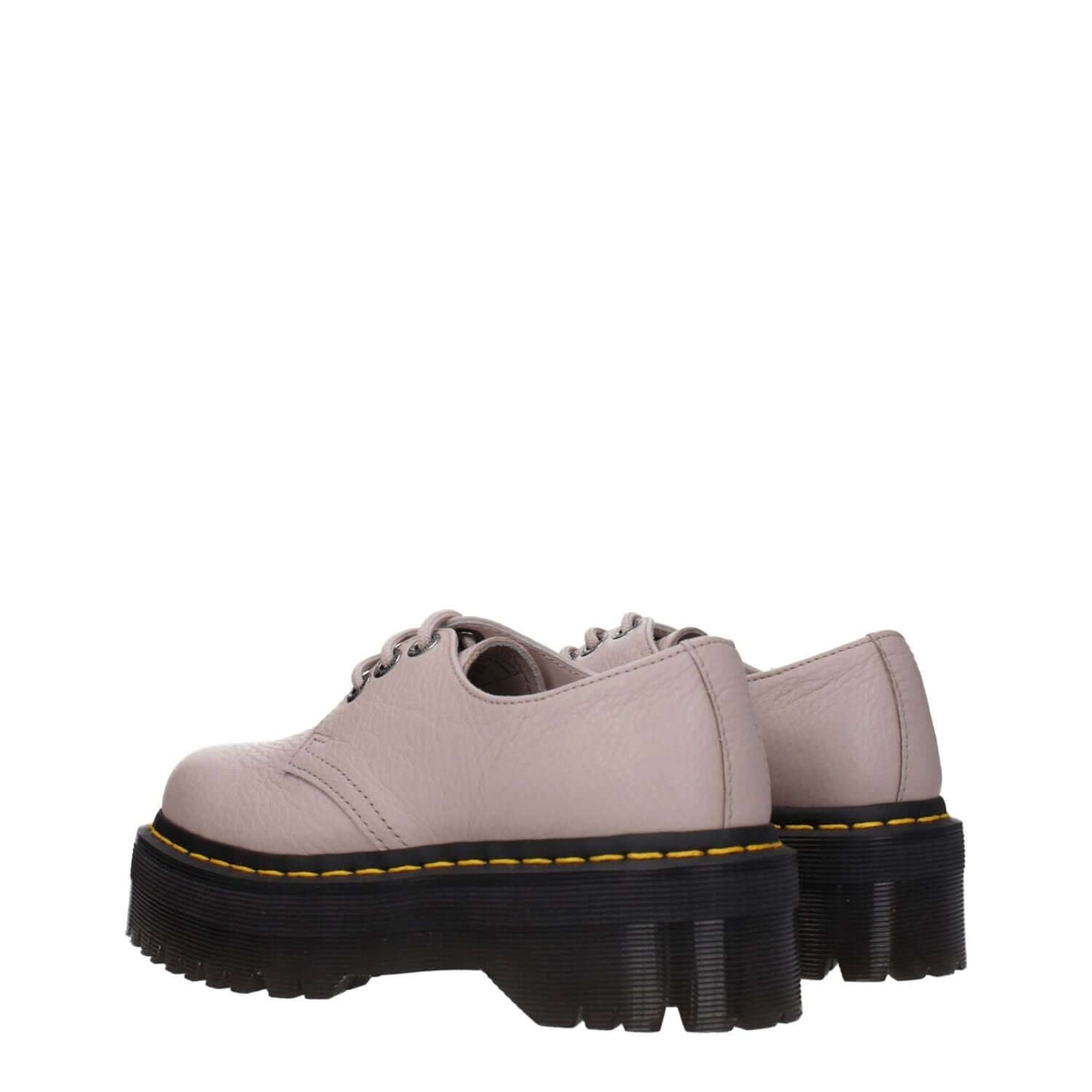 Dr. Martens Gray Leather Oxfords And Derbies with rubber sole and mid heels.