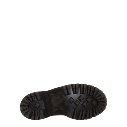 Sole view of Dr. Martens Gray Leather Oxfords And Derbies with rubber sole in an overhead shot, showcasing detailed tread pattern.