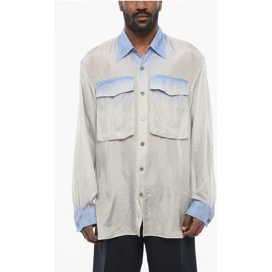 Dries Van Noten Degradè Patterned CALANDER Silk Shirt with Breast-pockets 1728,74866327712,Clothing,Dries Van Noten,L,Light Blue,Men,Men - Clothing,New with tags,Shirts - Men - Clothing Dries Van Noten DR-P639774-L