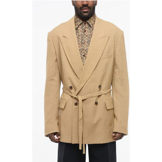 Dries Van Noten Dries Van Noten Double-breasted BISHOP Blazer with Belt DR-P639753-M 1728,74866327712,Beige,Clothing,Dries Van Noten,Jackets - Men - Clothing,M,Men,Men - Clothing,New with tags