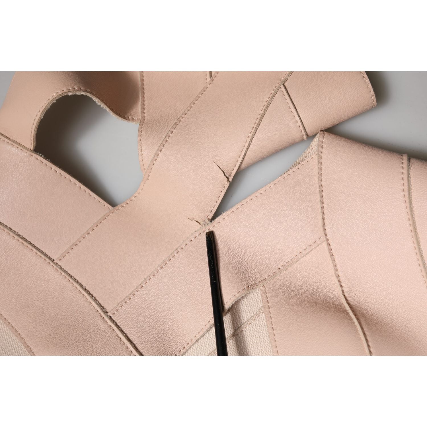 Dsquared² Beige Leather Short Sleeves Sheath Mini Dress