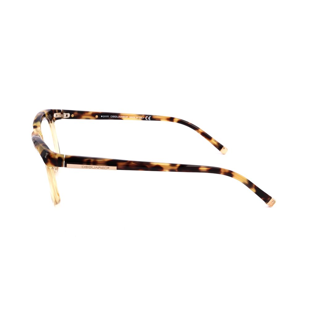 Side view of Dsquared² Bicolor Acetate Frames in Havana color, showcasing temple design, unisex style, size 51/18/140 mm.