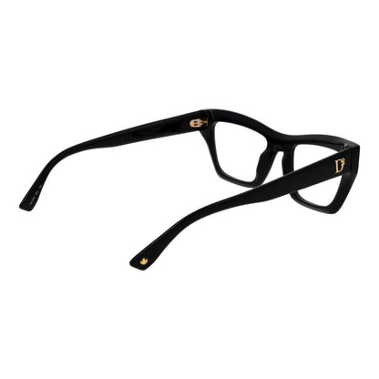 Dsquared² Black Acetate Glasses (Frames) for women, full-rim cat eye style, 52-20-145 size, acetate material, no lens effect.