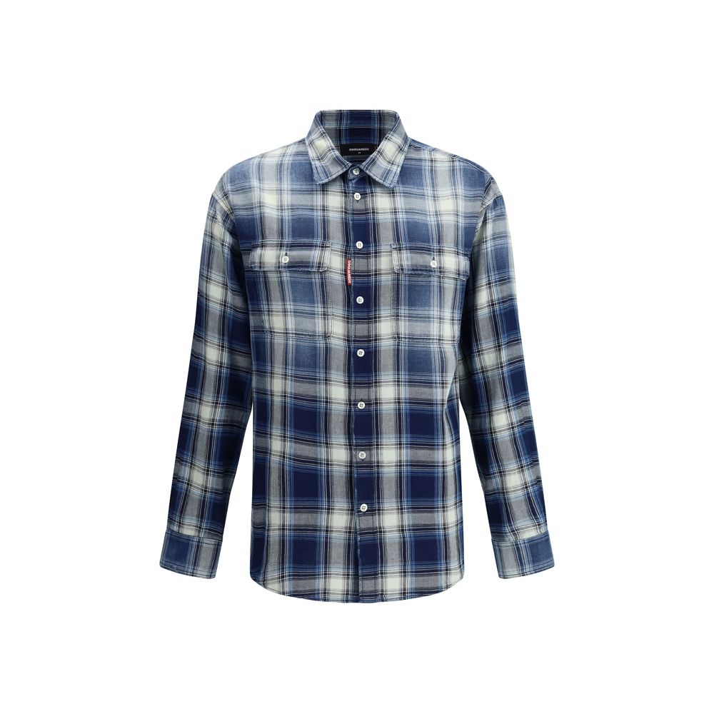 Dsquared² Blue Cotton Pattern Shirt