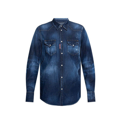Dsquared² Blue Denim Shirt 1728,75611013280,Blue,Clothing,Denim - Shirts - Clothing,Dsquared²,IT52 | XL,Men,New with tags,Shirts - Clothing
