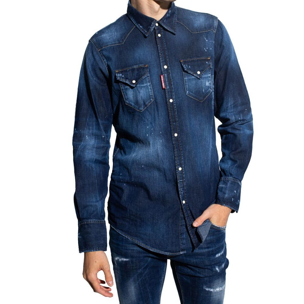 Dsquared² Blue Denim Shirt 1728,75611013280,Blue,Clothing,Denim - Shirts - Clothing,Dsquared²,IT52 | XL,Men,New with tags,Shirts - Clothing