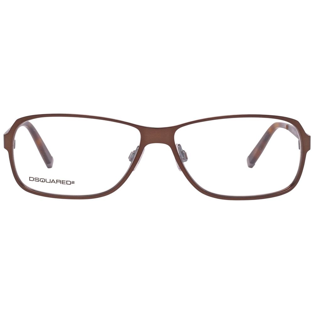 Front view of Dsquared² Brown Metal Frames with rectangular lenses, model DQ5057-049-56, featuring 56mm lens width and 13mm bridge.