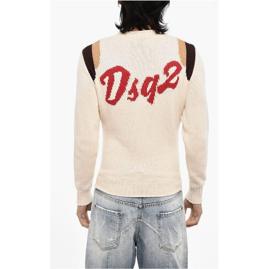 Dsquared² Embroidered Cotton Crew-neck Sweater 1728,74866327712,Beige,Clothing,Dsquared²,M,Men,Men - Clothing,New with tags,Sweaters - Men - Clothing Dsquared² DS-P684840-M