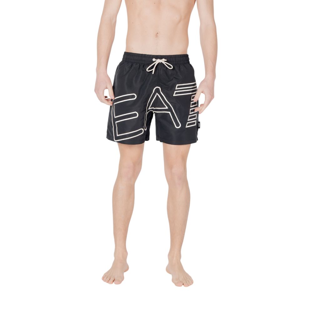 EA7 Emporio Armani Black Polyester Swim Shorts