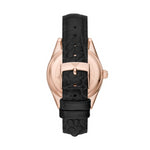 Back view of EMPORIO ARMANI WATCHES Mod. AR11505 with black leather strap, showcasing stylish design and stainless steel case.
