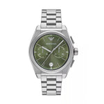 EMPORIO ARMANI WATCHES Mod. AR11640 gent wristwatch with 43mm case in official box, shown in silver with green dial.