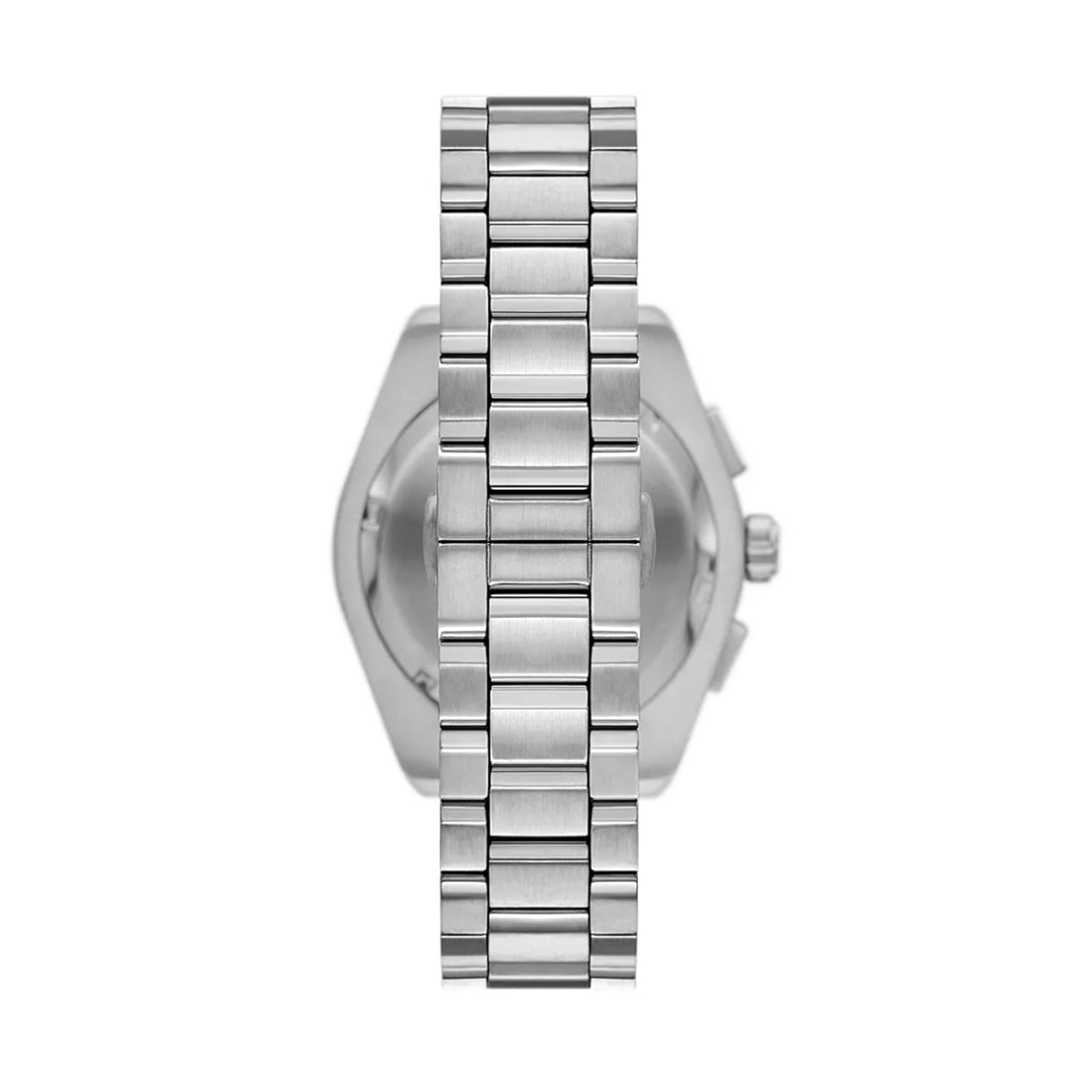Back view of EMPORIO ARMANI WATCHES Mod. AR11640 showing stainless steel bracelet and case design, 43 mm gent wristwatch.