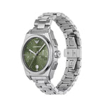 EMPORIO ARMANI WATCHES Mod. AR11640, gent wristwatch with 43mm case in official packaging, sleek silver design with green dial.