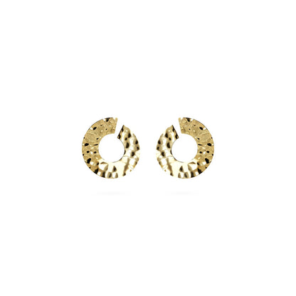 ETRUSCA JEWELS JEWELRY Mod. WSET00767.YG gold hammered hoop earrings