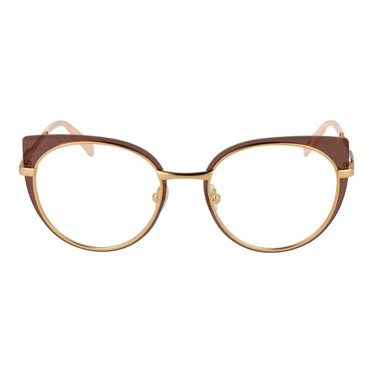 Emilio Pucci Brown Women Glasses Frame in full-rim metal with butterfly style and demo lenses, featuring 51-19-140 dimensions.