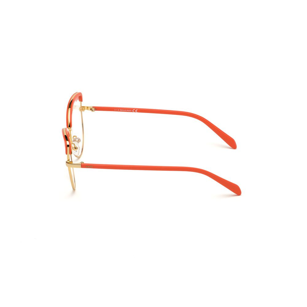 Side view of Emilio Pucci Gold Metal Frames showcasing orange temples EP5131.