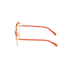 Side view of Emilio Pucci Gold Metal Frames showcasing orange temples EP5131.
