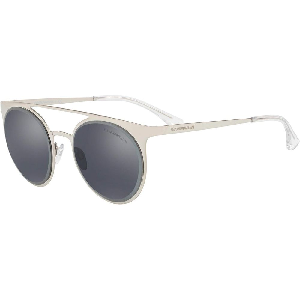 Emporio Armani Gray Metal Sunglasses EA2068 stylish women's eyewear with category 3 mirrored lens, size 52/19/140 mm.