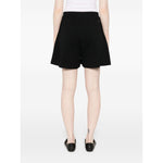 Back view of Emporio Armani cotton shorts with drawstring waistband in black.