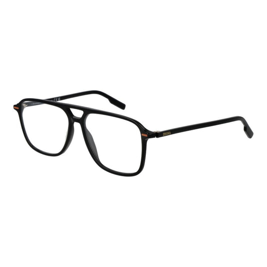 Ermenegildo Zegna Black Acetate Glasses (Frames) full-rim aviator style for men with demo lenses.
