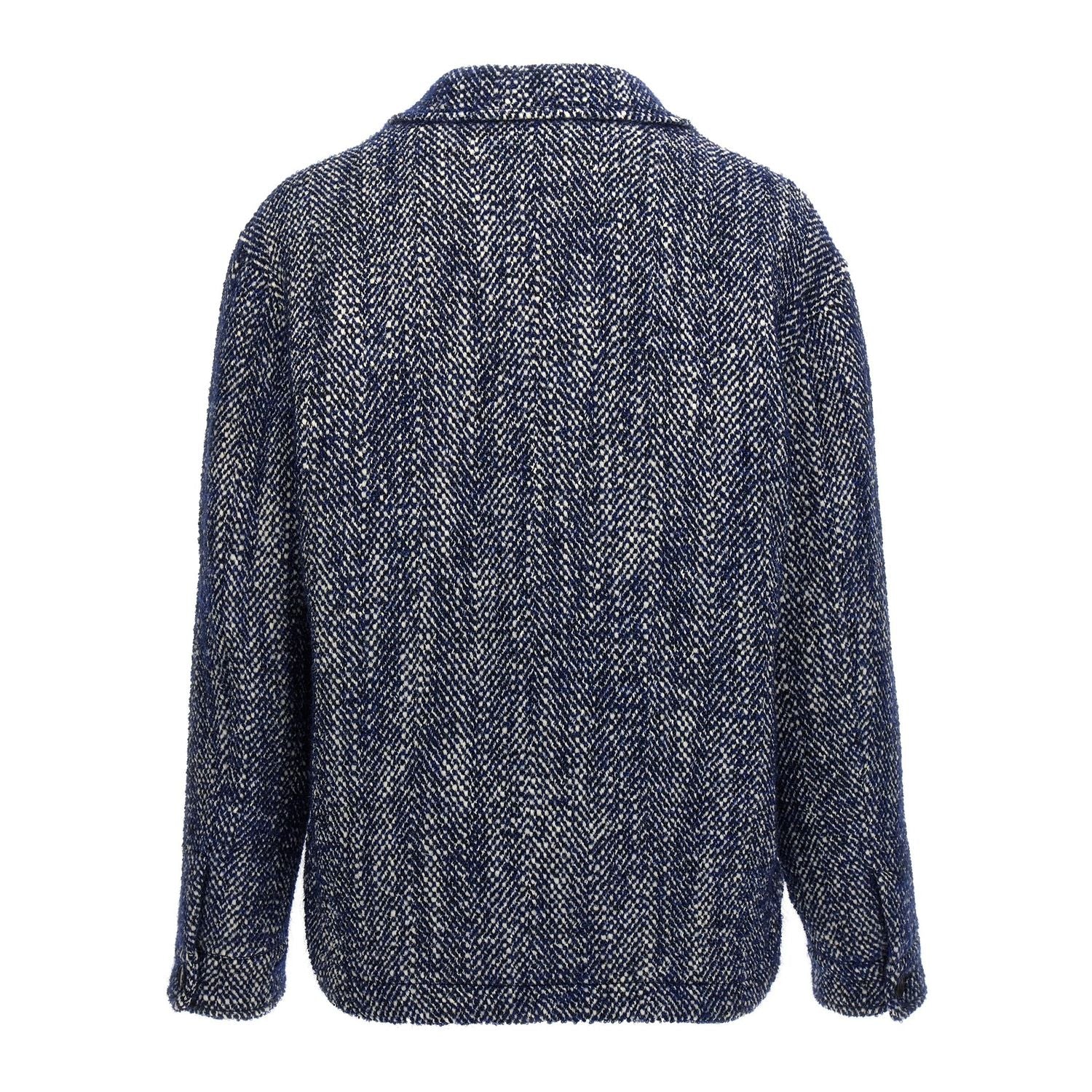 Etro Blue Wool Full-Length Jacket