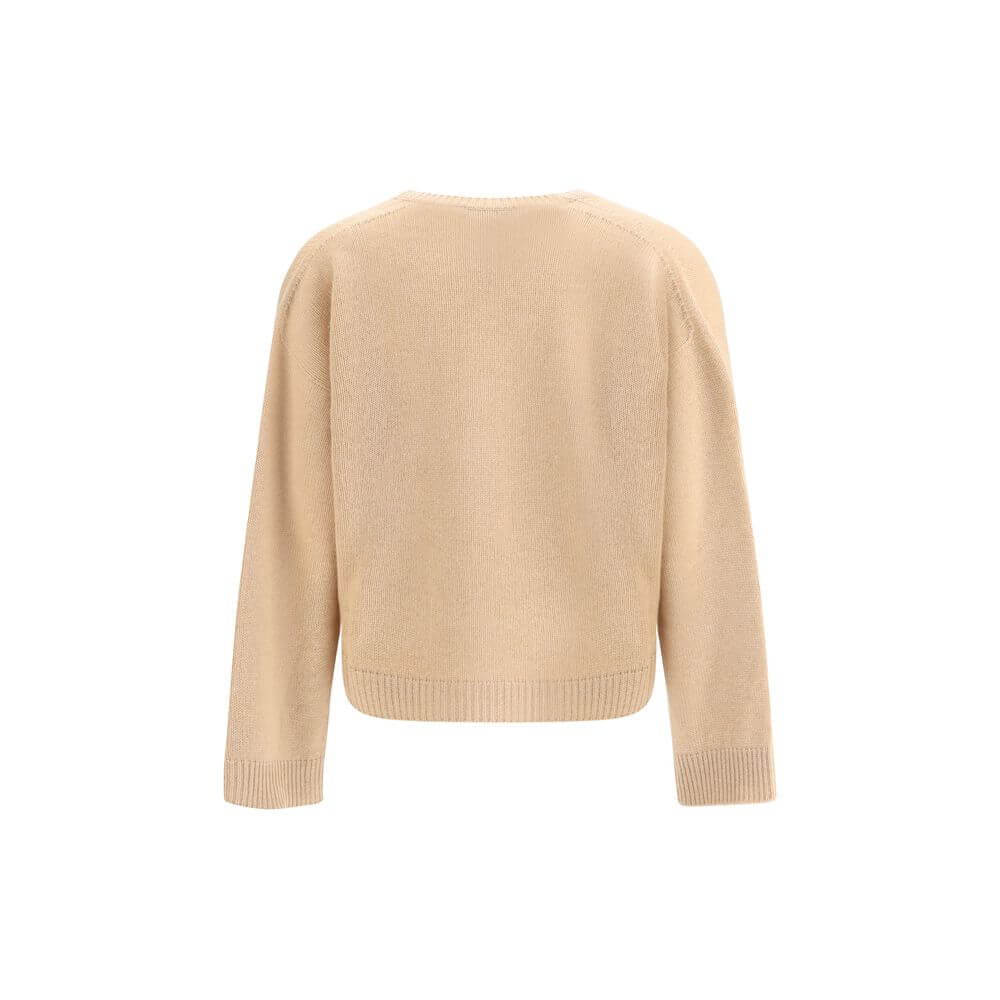 Fabiana Filippi Beige Cashmere Cashmere Sweater back view with ribbed hem, showcasing classic elegance and comfort.