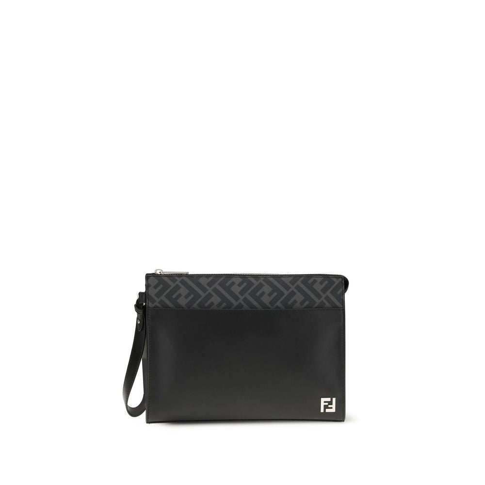 Fendi Black Leather Clutch Bag