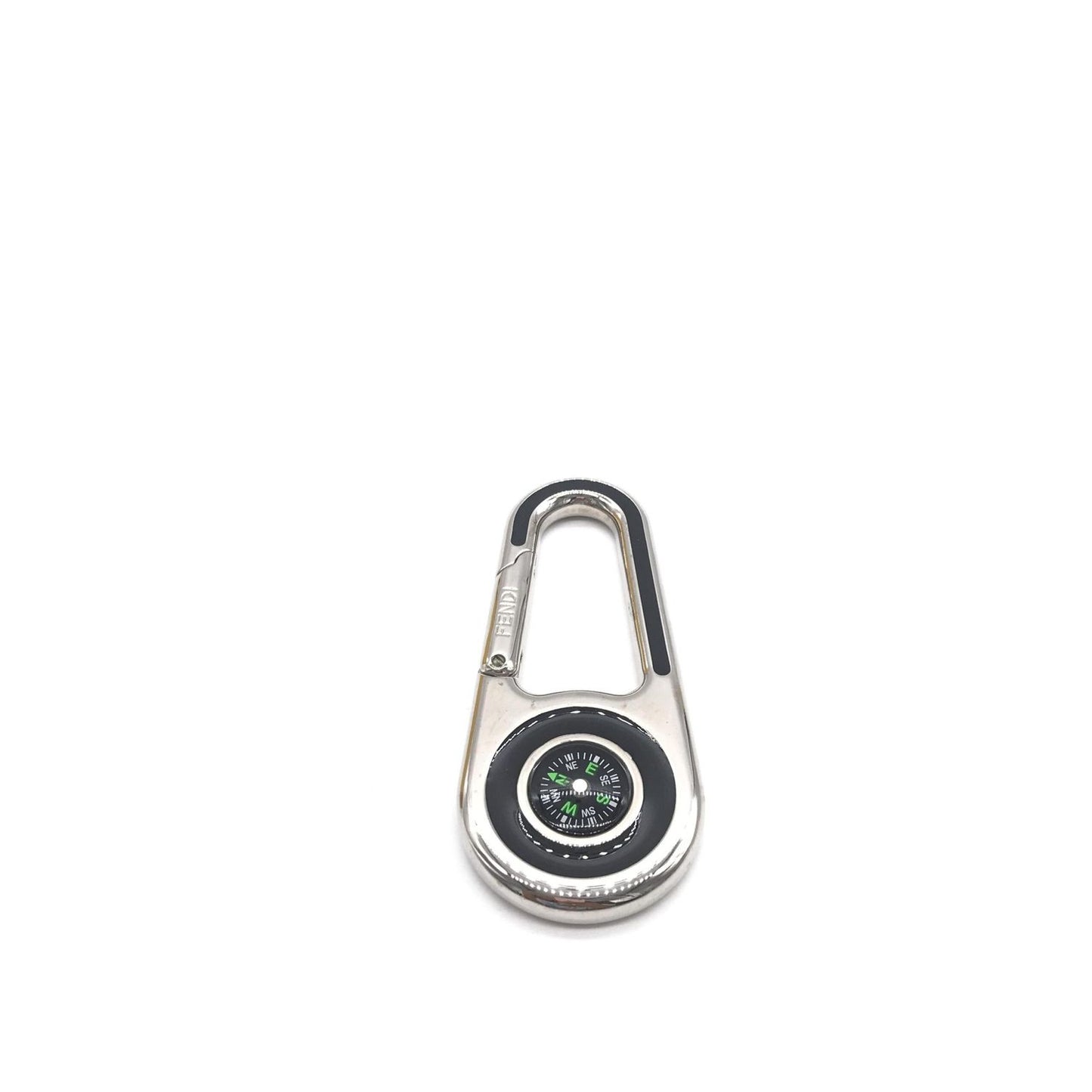 Fendi Silver Metal Compass Charm Keychain