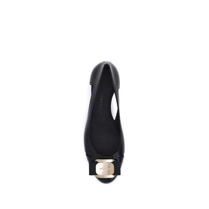 Ferragamo Black Rubber Ballet Flats