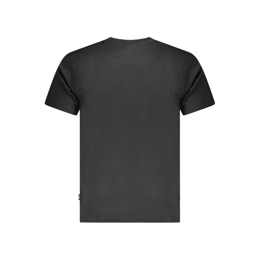 Back view of the Fila Black Cotton Unisex T-Shirt made from 100% organic cotton, featuring a classic crew neck and urban streetwear style.