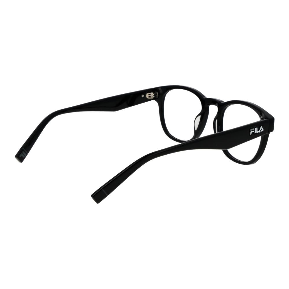 Fila Black Unisex Glasses Frame - Full-Rim Plastic Eyewear, Size 49-18-135, Square Style, Demo Lenses, Spring Hinge