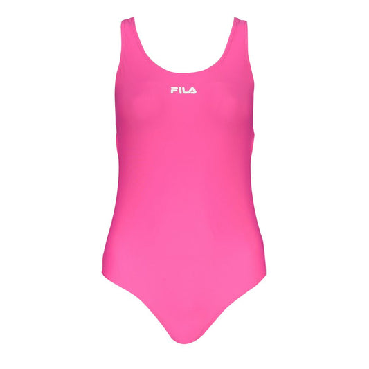 Fila Pink Elastane Swimwear one-piece swimsuit for women with Saki print and logo