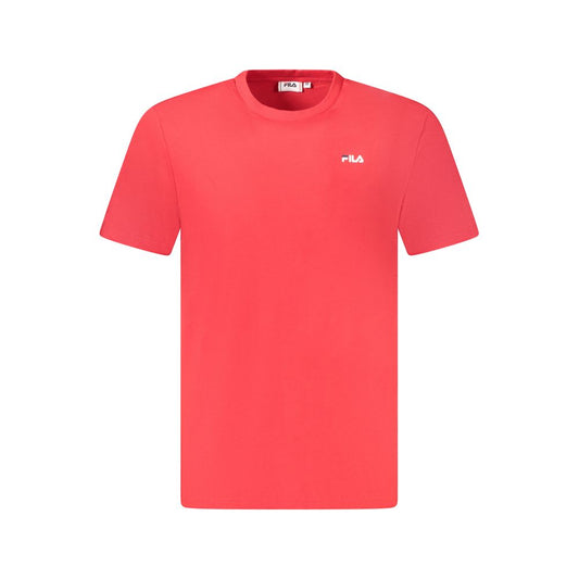 Fila Red Cotton T-Shirt with short sleeves, crew neck, and printed logo in organic cotton, showcasing a regular fit.