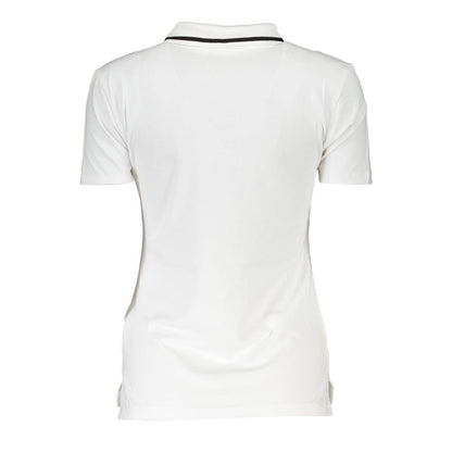Back view of Fila White Cotton Womens Polo Shirt highlighting contrasting details.