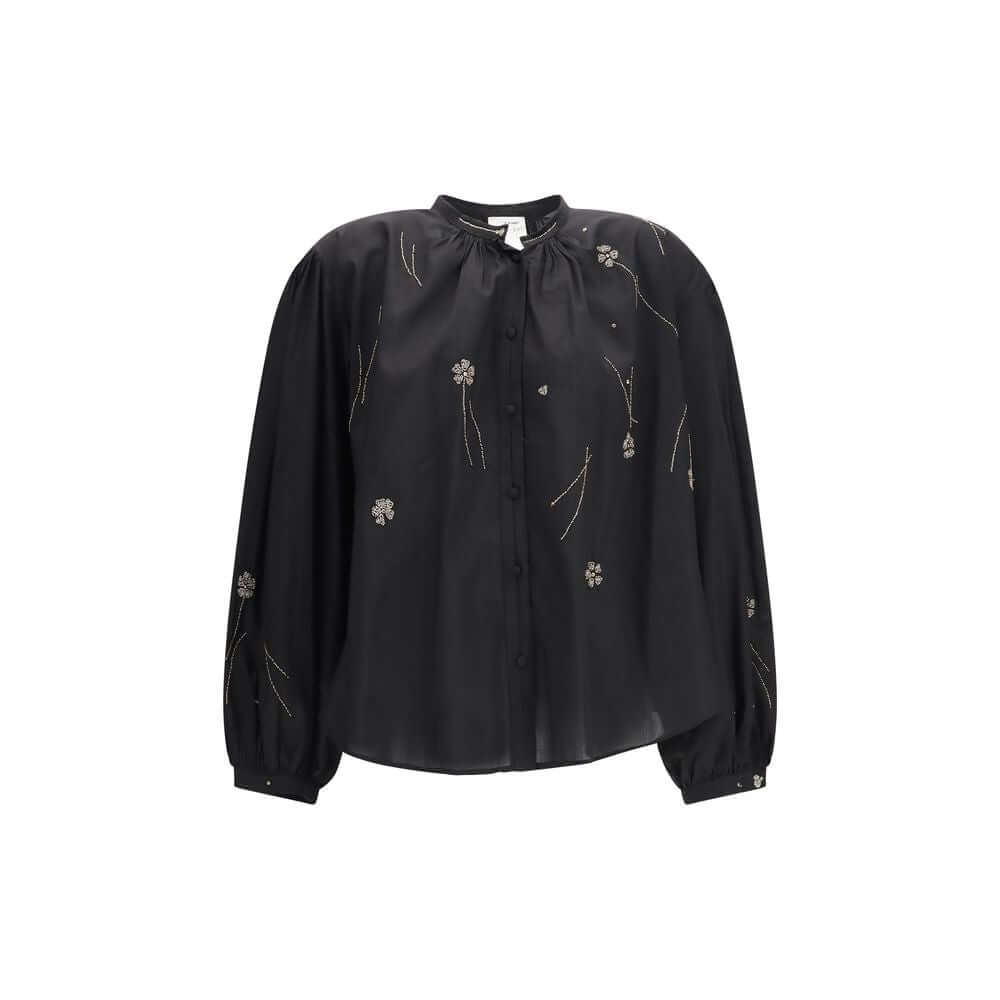 Forte_Forte Black Cotton Pattern Shirt