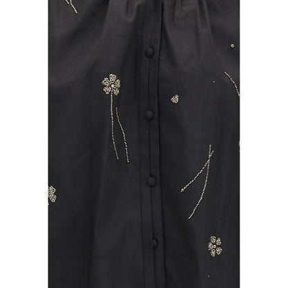 Forte_Forte Black Cotton Pattern Shirt
