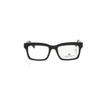 Frankie Morello Black Acetate Unisex Frame, bold black Wayfarer eyeglasses with geometric acetate pattern for a fashion-forward look.