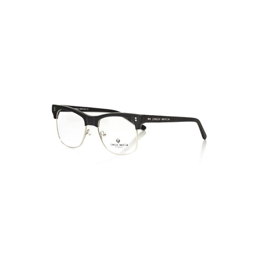 Frankie Morello Black Metallic Unisex Eyeglass Frame with acetate and metal design.