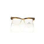 Frankie Morello Brown Acetate Unisex Frame with transparent and Havana design, showcasing Italian craftsmanship and vibrant temples.
