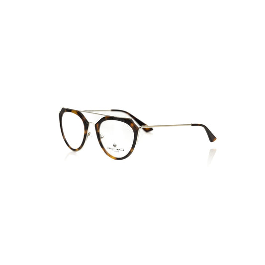 Frankie Morello Brown Acetate Women's Frame, luxury aviator eyeglasses with tartarugato style, Italy-made, elegant design.