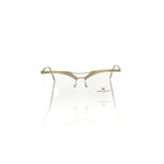 Frankie Morello Brown Metallic Fiber Women Frame eyeglasses with glitter brown metal profile, classic clubmaster style for fashion-forward wear.