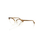 Frankie Morello Brown Metallic Fibre Women Frame with glitter accents on temples, Italian-made clubmaster eyeglasses, stylish and premium quality.