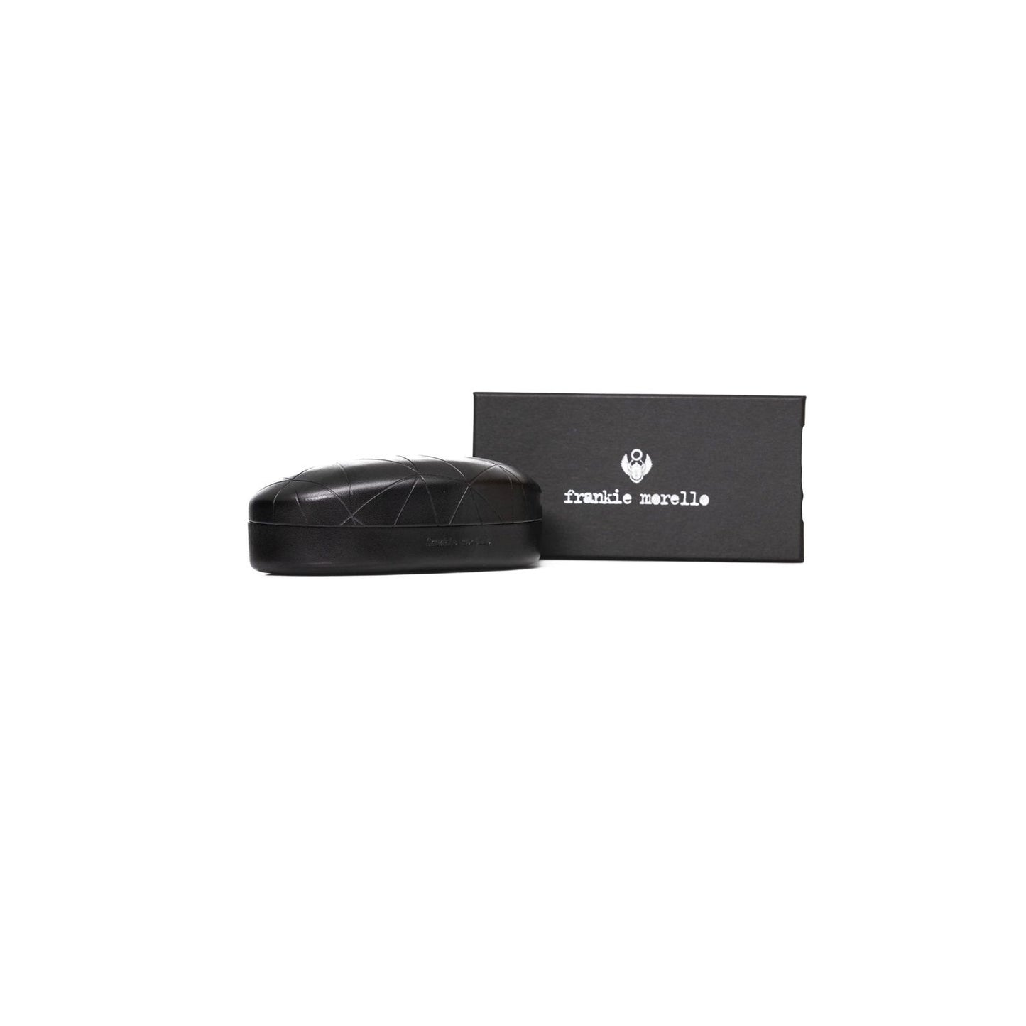 Frankie Morello Brown Metallic Fibre Women Frame eyeglasses case with branded box, featuring a sleek and stylish design.
