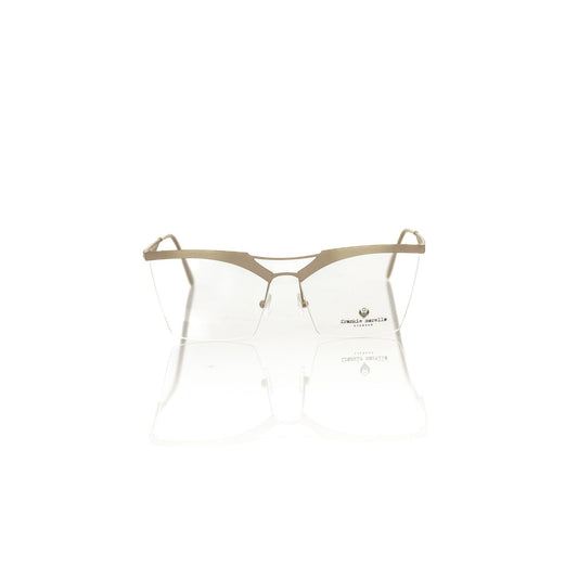 Frankie Morello Brown Metallic Fibre Women Frame with glittered temples, Italian-crafted clubmaster eyeglasses for modern sophistication.
